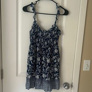 Francesca's Collections Navy Blue and White Floral Mini Dress